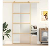 Sliding Door Gold 90x205 cm Frosted ESG Glass Aluminium Slim Privacy Panel Unit
