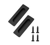 Sliding Door Handle Flush Recessed - Finger Pulls 2 Pack 120mm Stainless Steel Cabinet Door Handle Matte Black - Pocket Door Handles for Kitchen Cabinet Closet Cupboard Drawer Furniture Hardware