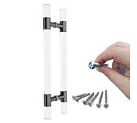 Sliding Door Handles, Clear Acrylic Handle,24 34 40 60 70 Inch Front Hardware Pull Bar with Screws,H-Shape Glass Gate Double Sided Knobs (Gold 60cm/24inch)(Black,80cm/31.5 inch)