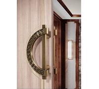 Sliding Door Handles, Handle Barn Push Pull Aluminum Replacement, Classical Half Moon Gate, Heavy Duty Doors for Hotel(Brass,Diameter 19.7in)
