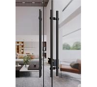 Sliding Door Handles, Handle Barn Push Pull,Thickened Stainless Steel Pulls for Metal Glass Tempered Wooden Modern and Simple(Black#1,Length (31.5inch))