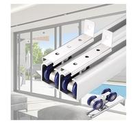 Sliding Door Hardware,Aluminium Alloy Double Track Sliding Barn Door Hardware Kit, 77in Pocket Bypass System for Indoor Folding Closet, Adjustable for 24-95" Doors, Silver Finish