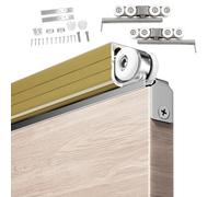 Sliding Door Hardware and Track Kit, Single Wooden Closet Door Track Heavy Duty, Champagne Color Aluminum Pocket Door Hardware Rail Kit(36in(91.4cm))