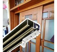 Sliding Door Hardware,Bypass Sliding Barn Door Hardware Kit for 2 Doors, 4-8 ft Double Track System, Metal Slide Guide for Closet & Cabinet Pocket Doors - 393cm/12.9ft