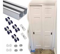 Sliding Door Hardware,Bypass Sliding Door Track Kit with Rollers, Top-Mounted Hardware for Barn & Cabinet Doors, 4-Roller System, Complete Aluminum Rail Set for Easy Installation