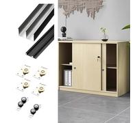 Sliding Door Hardware,Bypass Sliding Pocket Door Hardware Track Kit - 70 inch Black Double Door Rollers for Closet & Barn Doors, Perfect for Cabinets & Studies, Easy Installation