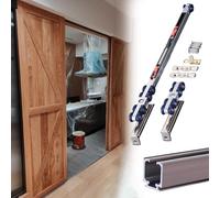 Sliding Door Hardware,Champagne Kitchen Cabinet Sliding Door Track Kit - Soft Close Bypass Hardware for Closet & Pocket Doors, 34in Ceiling Mount Rail Set - Easy Installation & Durable Desi