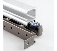 Sliding-Door-Hardware Double Track Barn Door Bypass Kit with Smooth Nylon Rollers, Aluminum Pocket Cabinet Doors Guide Hardware, Heavy-Duty Sliding Doors Rail Set(80cm/31.4in/2.6ft)