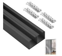 Sliding Door Hardware,Double Track Sliding Barn Door Hardware Kit - 200cm Aluminum Rail, Easy Install, Durable & Stylish Closet Door System, Complete with All Accessories for Smooth Operati