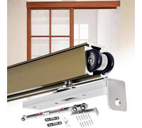 Sliding Door Hardware,Heavy Duty Pocket Door Track System, Soft Close Bypass Sliding Closet Hardware, Barn Door Kit for Bedroom/Kitchen, Quiet Operation - Champagne Finish, 400cm/13.1ft