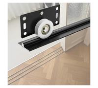 Sliding Door Hardware,Heavy-Duty T-Shaped Galvanized Steel Sliding Door Track Rail, Customizable 150cm (59.1in) for Fence Installation & Outdoor Projects - Durable Black Finish