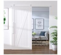 Sliding Door Hardware Kit 200cm White Powder-Coated Steel Heavy Duty Rail Set 2x
