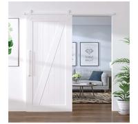 Sliding Door Hardware Kit 200cm White Powder-Coated Steel Heavy Duty Rail Set 2x
