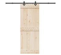 Sliding Door Hardware Kit 213.5cm Black Powder-Coated Steel 100kg Capacity Ideal