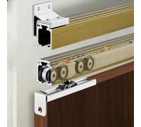 Sliding Door Hardware Kit 27in (69cm) Wall-Mounted Track System Replacement Fittings for Closet/Hidden Doors Includes 8 Wheels for Smooth