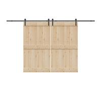 Sliding Door Hardware Kit 366 cm Black Powder-Coated Steel 100kg Double Track 2x