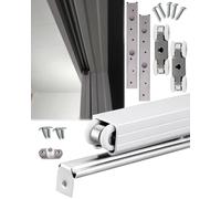 Sliding Door Hardware Kit - Aluminum Track System for 60-152cm Pocket Doors, Includes Rollers and Accessories, Silver Finish, Ideal for Modern Home Renovations.