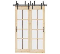 Sliding Door Hardware Kit Black 152.5 cm Powder-Coated Steel Dual Tracks HD Set