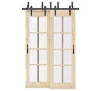 Sliding door hardware kit Black 152.5cm Powder-coated steel Dual-track 80kg set