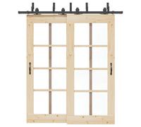 Sliding Door Hardware Kit Black 200cm Powder-Coated Steel Double Bypass 80kg max