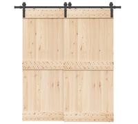 Sliding Door Hardware Kit Black 200cm Powder-Coated Steel Heavy-Duty for 91.5cm