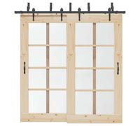 Sliding Door Hardware Kit Black 213.5cm Powder-coated Steel Double Bypass 107cm