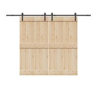 Sliding door hardware kit Black 427cm Powder-coated Steel for 107cm Double Doors