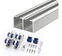 Sliding Door Hardware Kit Concealed Bypass Soft Close Rollers Barn Door Track 67in(Silver,40in/3ft4in/102cm)