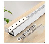 Sliding Door Hardware Kit for Barn Doors Invisible Rail 100-300cm with Floor Guide & Stoppers White Easy Installat Perfect for Home Renovat (L120cm)