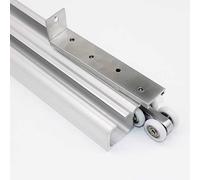 Sliding Door Hardware Kit for Double Rail Closet Doors Adjustable Barn Door Accessories 2.4m/8ft Silver Sliding Track System for Wooden Doors
