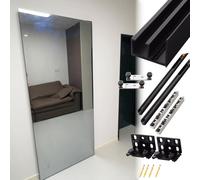 Sliding Door Hardware Kit for Mirrored Barn Door, Concealed Soft Close Mechanism, Compatible with Various Track Lengths
