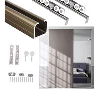 Sliding Door Hardware Kit with Aluminum Rail Silent Roller Hanrs 41in Replacement Track for Closet Doors - Easy Installat & Slish Solut