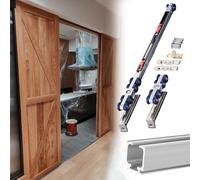 Sliding Door Hardware,Sliding Door Track Kit for Kitchen Cabinets - Soft Close Bypass Closet Door Hardware, 76in Silver Ceiling Mount Pocket Door Rail Set - Easy Installation & Durable Desi
