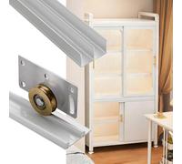Sliding Door Hardware Track System - 89-160 cm Adjustable Length Mosquito Net Retractable Rollers Closet Sto Soluts Easy Installat for Wardrobes.