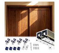Sliding-Door-Hardware Two-Panel Bypass Door Track Kit, Heavy Duty Load-Bearing Sliding Hardware with Rollers, Metal Invisible Rail for Home Interior Double Doors(Champagne,2900mm/114 inch)