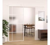 Sliding Door Internal Doors, Sliding Door Frosted ESG Glass and Aluminium 90x205 cm White for Bedroom, Kitchen, Industrial Style