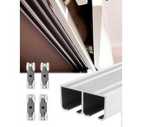 Sliding Door Kit, 2-Door Closet Sliding Door Kit, Sliding Barn Door Hardware with 1200mm 2400mm 2600mm 3000mm Tracks, Silver Track Set(1700mm/67 inch)