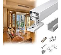 Sliding Door Kit 24" 30" 36" 48" 60" 72" 80" Folding Door Track, Hidden Barn Door Hardware Kit with Quiet Rollers, Balcony Sliding Door Box Rail Track Set(55inch/140cm)