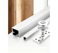 Sliding Door Kit 24" 60" 64" Bi-Folding Sliding Barn Doors Hardware Track Kit for 2 Or 4 Closet Door, Bifold Doors Guide with Top and Bottom System, Barn Rail(2-Door,57inch/144.7cm)