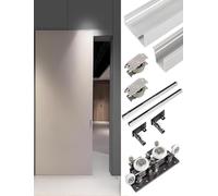 Sliding Door Kit 3.93/4.9ft Concealed Sliding Door Hardware with Soft Close, Invisible Trackless Sliding Ghost Door Kit for Single Wooden Door(120cm/3.93ft)