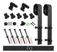 Sliding Door Kit, 4-10FT Track Sliding Barn Door Hardware Kit Heavy Duty for Single Wood Door (J Shape)(6.6FT 201CM Rail Kit)