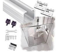 Sliding Door Kit 4.6 5.2 ft Long Bathroom Sliding Door Guide Track, Shower Glass Door Rail Hardware Kit, Commercial Single Track Replacement Set for Hotel(255cm (8.4ft))