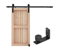 Sliding Door Kit 5-6.6FT Sliding Barn Door Hardware Closet Set for Single Wooden Door, Modern Black Sliding Door Kits(6FT(182CM))