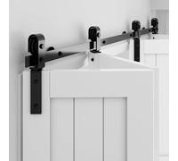 Sliding Door Kit 5FT/150CM, Bifold Door Kit for Folding Door, Barn Door Sliding Kit with Flat Carbon Steel Rail, Silent Roller, Suit for Four Doors 35CM, No Door