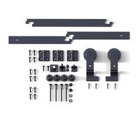 Sliding Door Kit, 6/6.6 Foot Double Folding Sliding Door Kit, 2 Door Sliding Door Hardware Kit System [Hardware Kit Only, No Door](201CM 6.6FT Rail Kit)