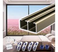 Sliding Door Kit Balcony Bypass Door Hardware Set, 48 56 64 74 109 in Ceiling Mount Box Rail Track Kit, Barn Door Sliding Hidden Door Track, Fit Door Thickness 3/4"-1"(Brown,30inch/76cm)