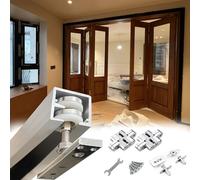 Sliding Door Kit Bi-Folding Sliding Barn Door Hardware Track Kit, Ceiling Mount Box Rail Sliding Door Mechanism Set, Hidden Door Guide for Kitchen Closet Door(30inch/76cm)