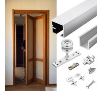Sliding Door Kit Bifold Door Track with Rotation Adjusting Rollers, Heavy Duty Sliding Door Rail Hardware Kit, Smoothly & Quietly Sliding Door Mechanism(54inch/137cm)