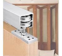 Sliding Door Kit Bifold Sliding Door Hardware Kit for 2 Doors, Heavy Duty Barn Door Track System Unit, Closet Bedroom Living Room Pocket Door Sliding Mechanism(121inch/307.3cm)