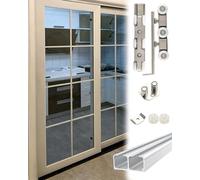 Sliding Door Kit Bypass Sliding Double Track Barn Door Hardware Kit for Two Kitchen Doors, 24 48 70 96 inch Pocket Door Rail with Stopper, Cabinet Slider(86cm/33.8inch)